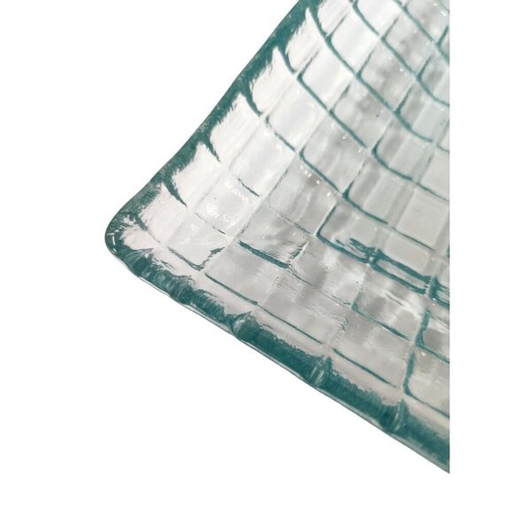 Mid Century Modern Art Glass Tray Grid Pattern Decor for Coffee Table Accent Tra - Picture 4 of 8